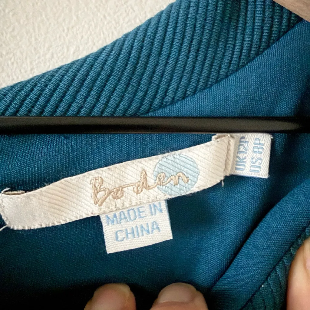 Boden Marisa Ottoman Pencil Dress in Teal Ribbed Knit 3/4 Sleeve Size 8P Blue - Image 7