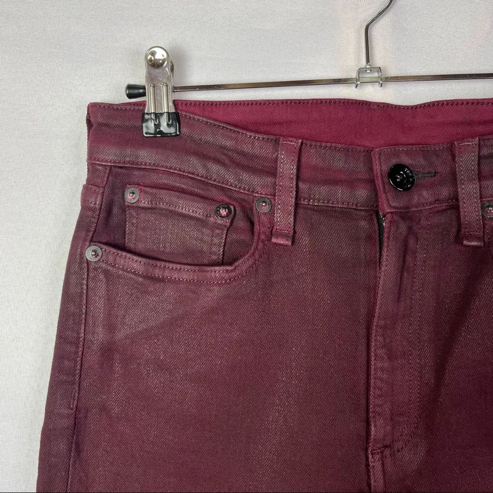 Rag & Bone Nina High Rise Ankle Skinny Coated Wine Red Skinny Jeans 27 - Image 45