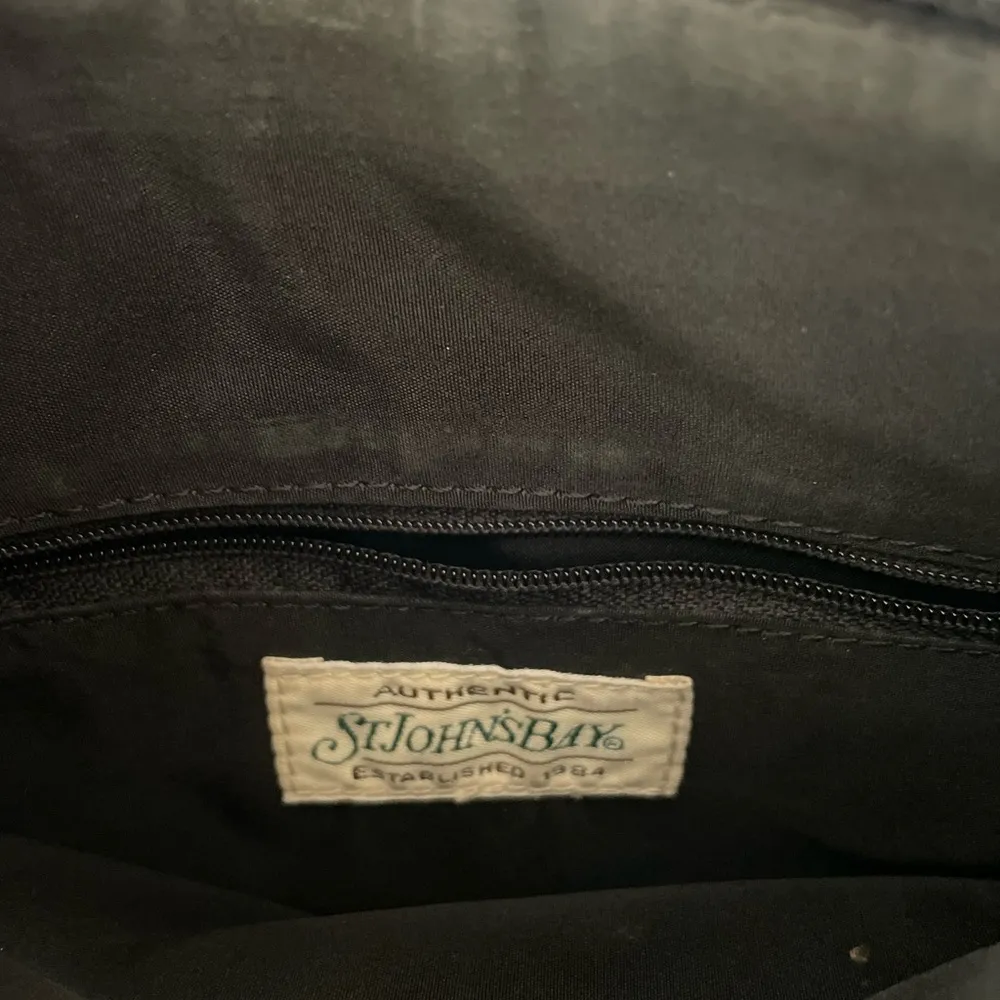 Vintage Y2K St. John’s Bay Black White Herringbone Wool Leather Mini Bag Purse - Image 7