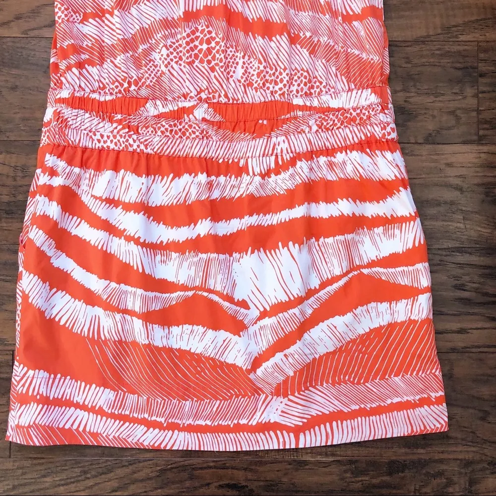 BCBGMaxAzria • orange white sundress drop waist halter neck tribal print summer - Image 13
