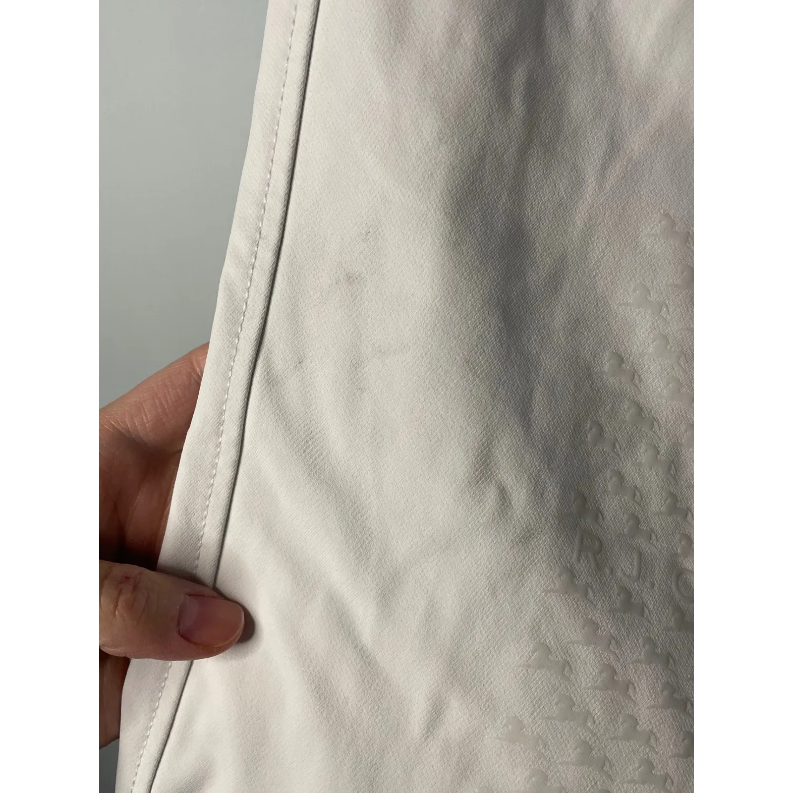 Tailored Equestrian Breeches Riding Pants Cream Textured Knee Patch 26R White Size 26 - Image 3