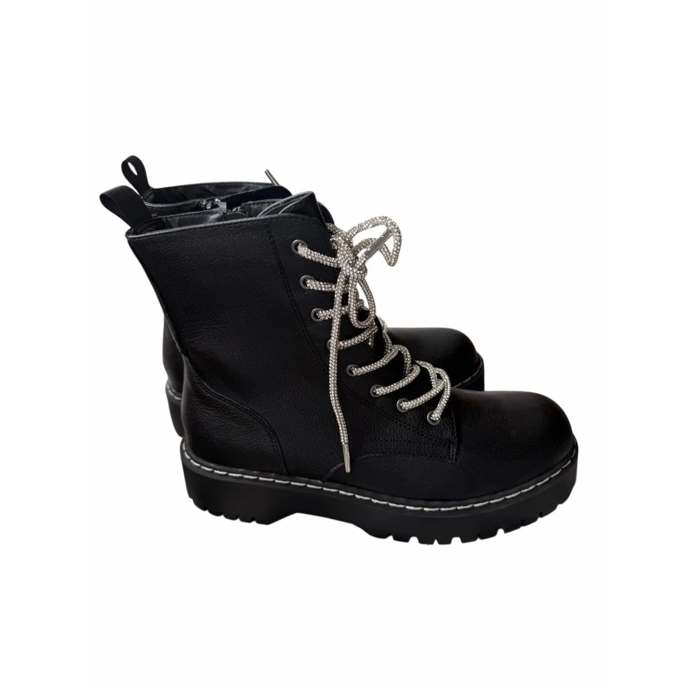 UNIONBAY Hayden Boots Size 8.5 Black Rhinestone Fashion Combat NEW - Image 2