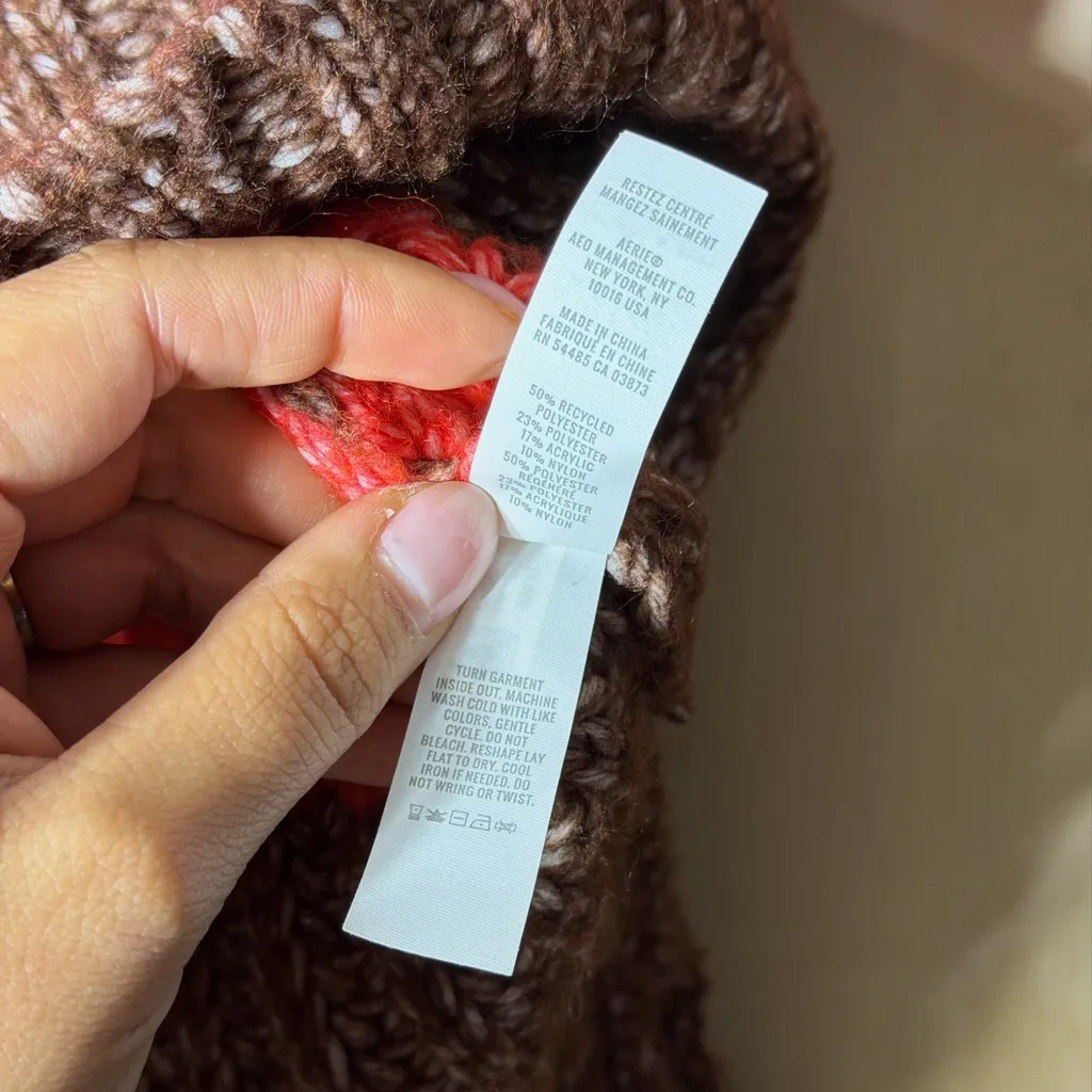 OFFLINE by Aerie Striped Ribbed Knit Crewneck Sweater Women’s Size M Chunky Cozy Brown Size M - Image 6