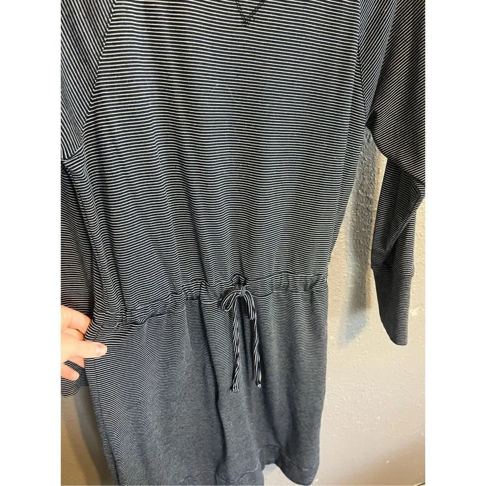 Carve Designs Cotton Dress Long Sleeve Tie Waist Drawstring Blue White Stripe Si - Image 3