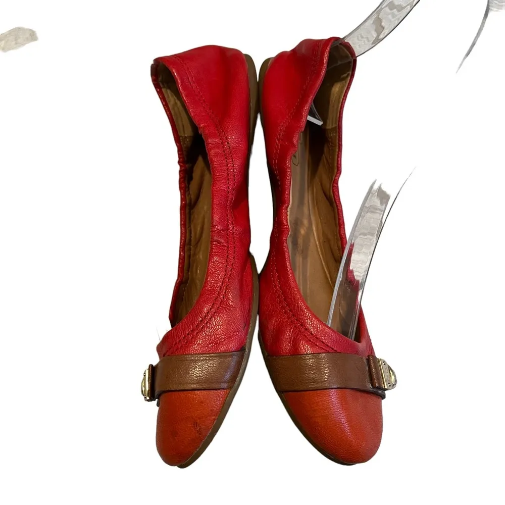 Coach Delphine Red Leather Round Toe Ballet Flats - Image 5