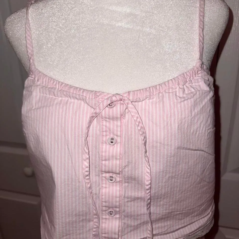 Skims NWOT Sleep Cami Cotton Poplin Cherry Blossom Stripe Size Medium - Image 2