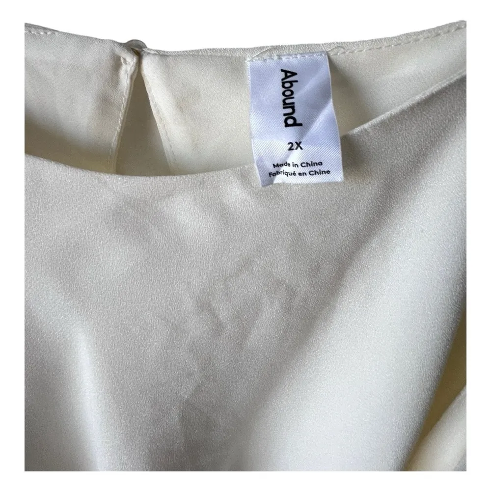 Women's Abound White Cream crop top light fabric fresh casual bik sleeveless 2X. - Image 2