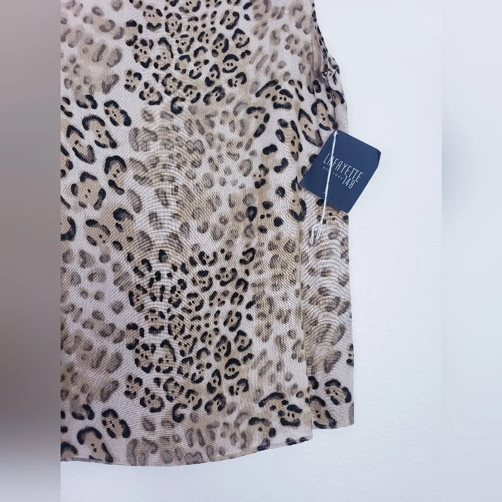 Lafayette 148 New York Animal Print Linen Blouse Top - Image 3