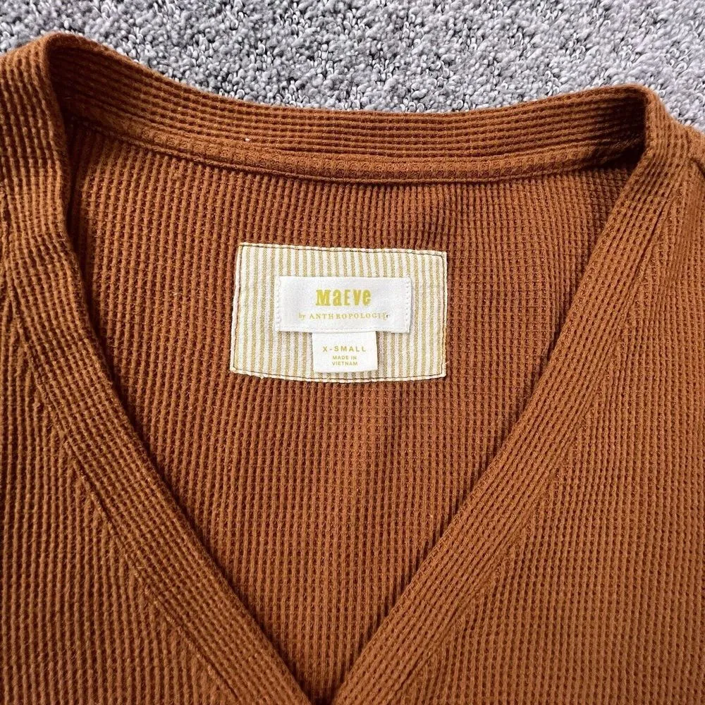 Maeve Anthropologie Womens Xsmall Long‎ Sleeve 3 Button V-neck Oversize Shirt - Image 8