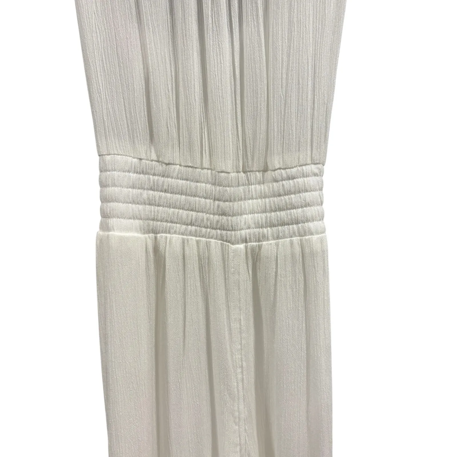 Prana Fernie White Tencel Modal Strappy Crisscross Wide Leg Jumpsuit, Medium - Image 7