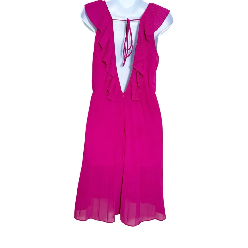 Zara Pink Pleated Ruffle V-Neck Flowy Dress Size M - Image 6
