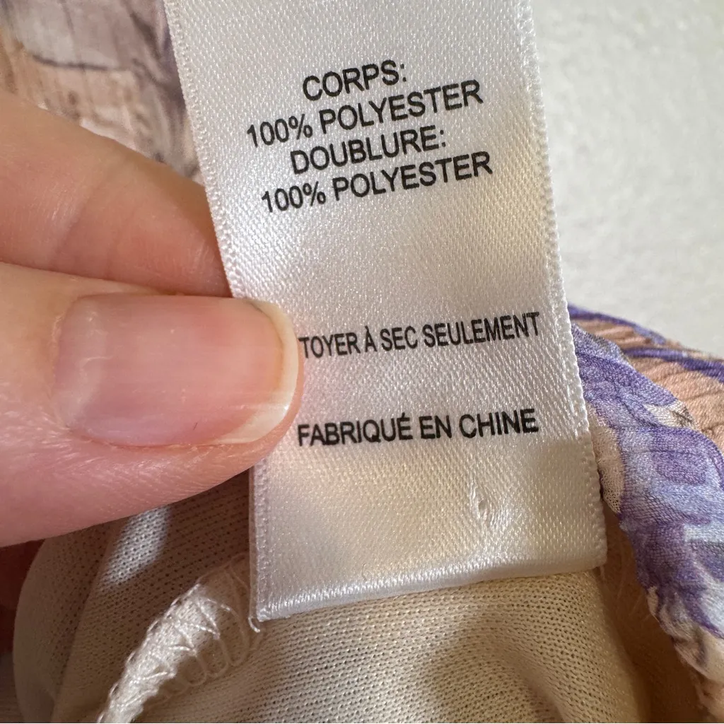 Astr Purple Cream Floral Boho Coquette Blouse Womens XL Romantic Breezy Cutouts - Image 7