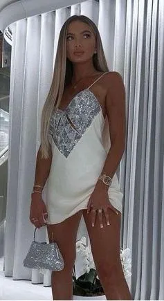 ZARA Embellished Sparkly Slip Dress Mini - Image 5