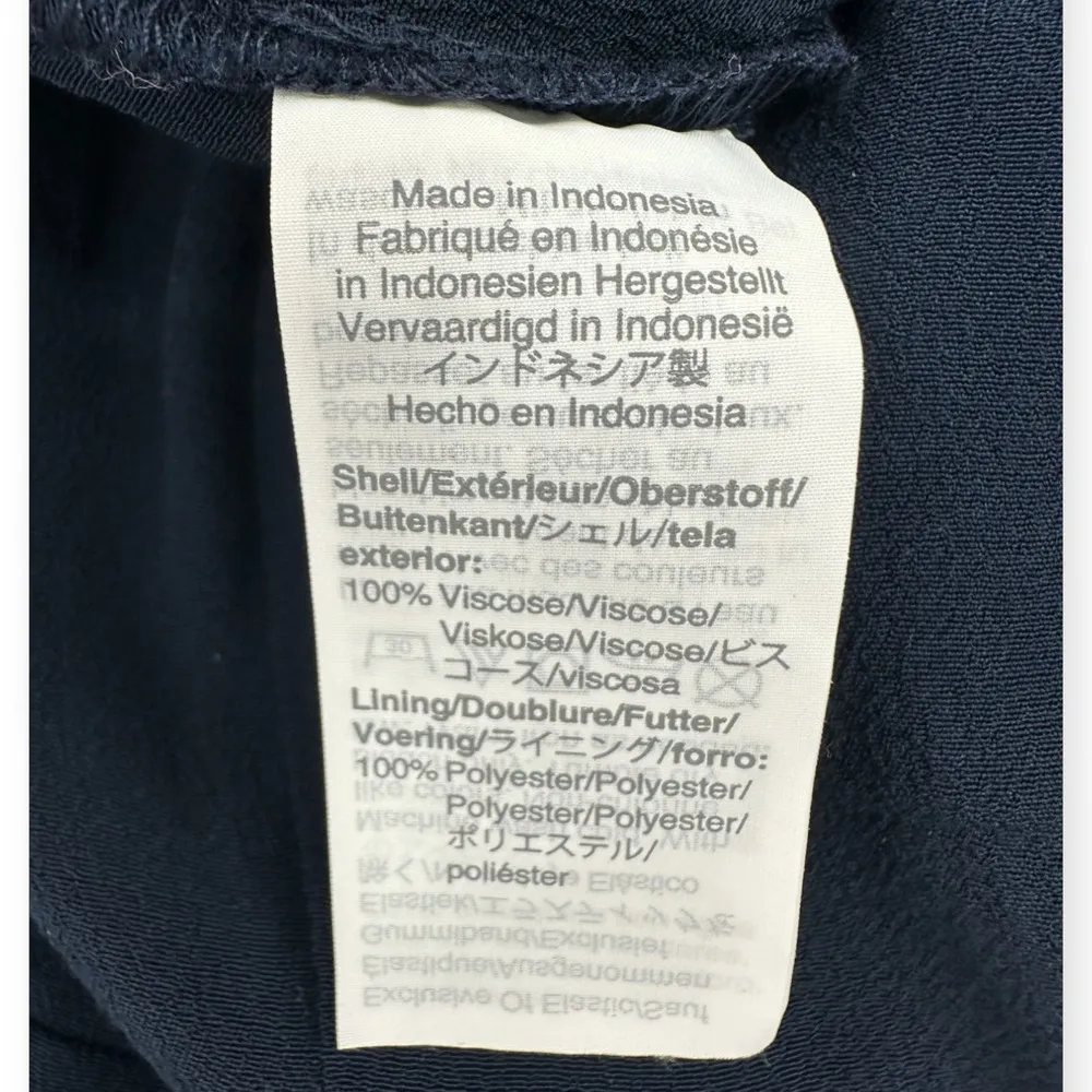 Madewell | Size 2 | Navy Blue Smocked Button-Front Cropped Wide-Leg Jumpsuit - Image 8