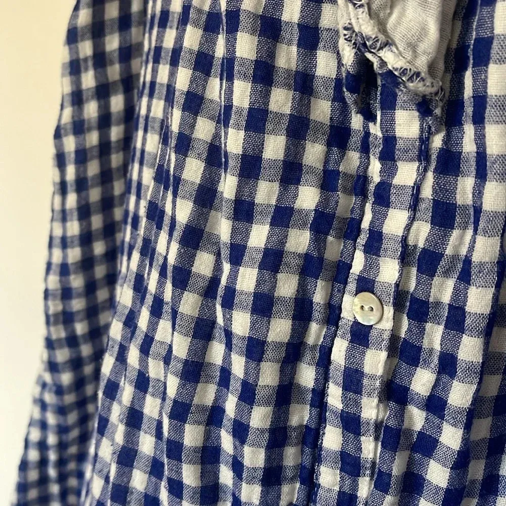 Umgee Blue and White Checkered Picnic Button Down Dress - Image 5