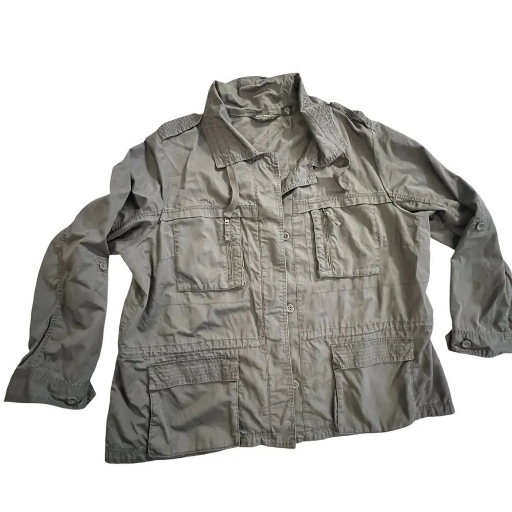 Eddie Bauer Women’s Utility Cargo Jacket 3X Military Style - Image 3