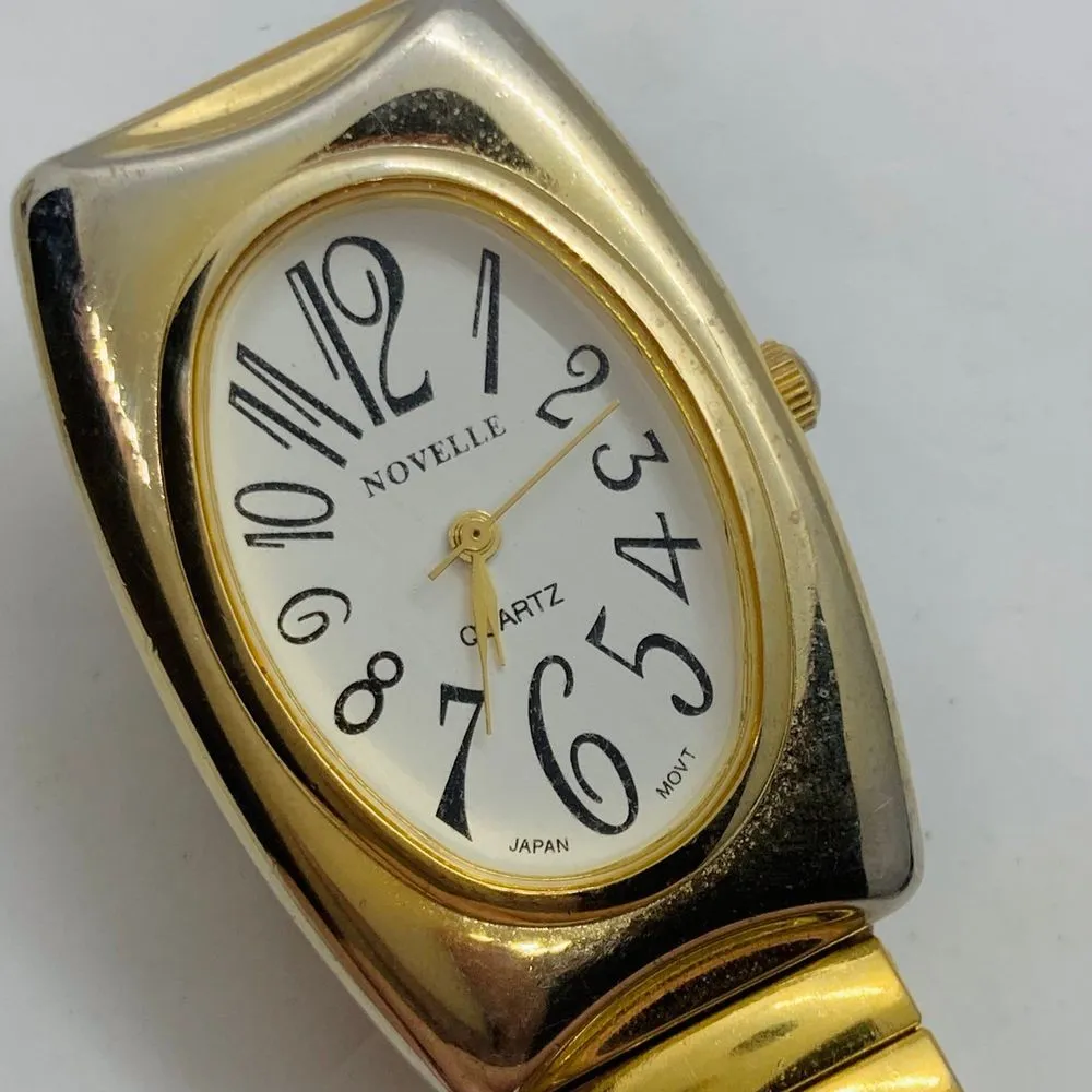 Novelle womens 27mm gold tone Quartz analog watch white dial 6.5” runs - Image 2