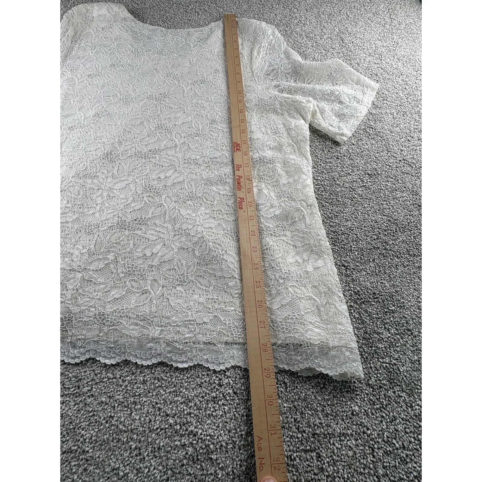 Cold water Creek White Lace Overlay Top 2X Plus Size Lined Short Sleeve - Image 7