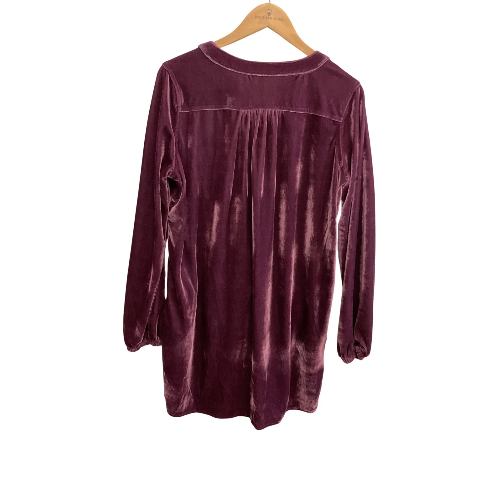 Easel Los Angeles Purple Velvet V Neck Long Sleeve Dress Size S - Image 7