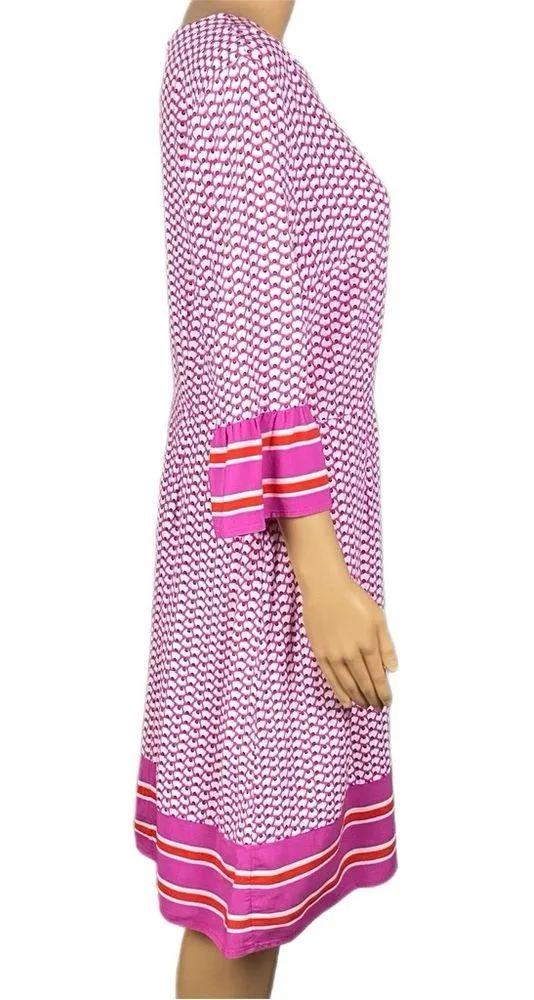 BODEN Andrea midi dress in Cyan Pink Floral with 3/4 Bell sleeves Size 8 Regular - Image 3