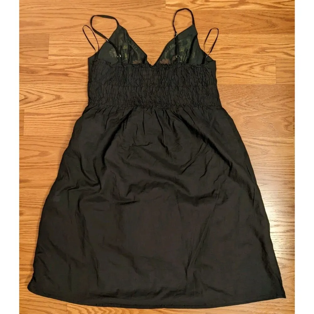 Ocean Breeze Adjustable Strap Embroidered Floral Dress Whimsygoth Coquette Sz L Black Size L - Image 2