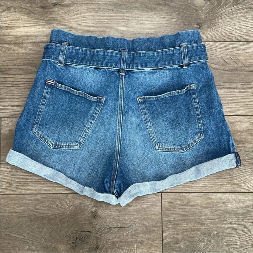 Alice + Olivia Rosemary High Rise Belted Stretch Blue Jean Shorts Size 31 - Image 5