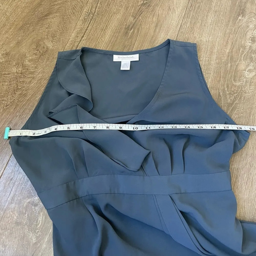Motherhood Maternity Blue Sleeveless Faux Wrap Dress ~ Ruffle Detail ~ Size S - Image 13