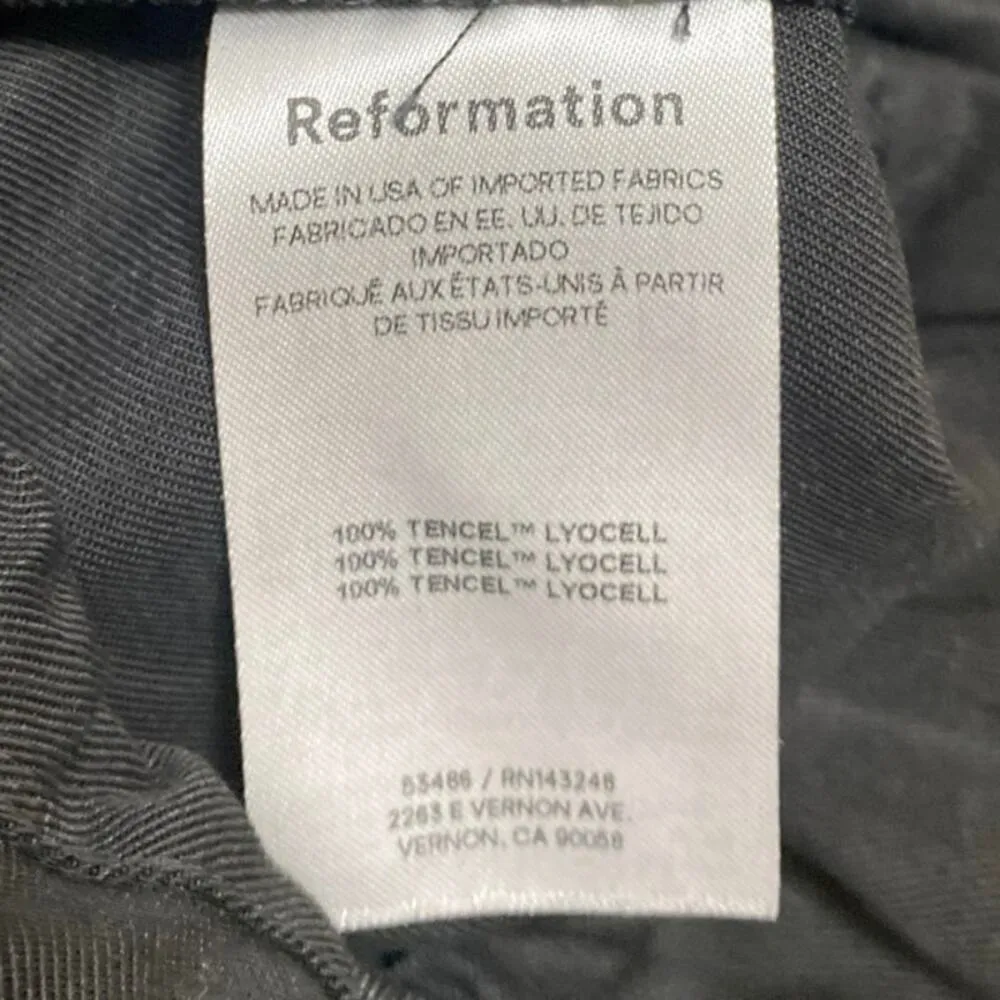 Reformation Women's Black Straight Wide Leg Elastic Waist Trousers Dress Pants L - Image 5