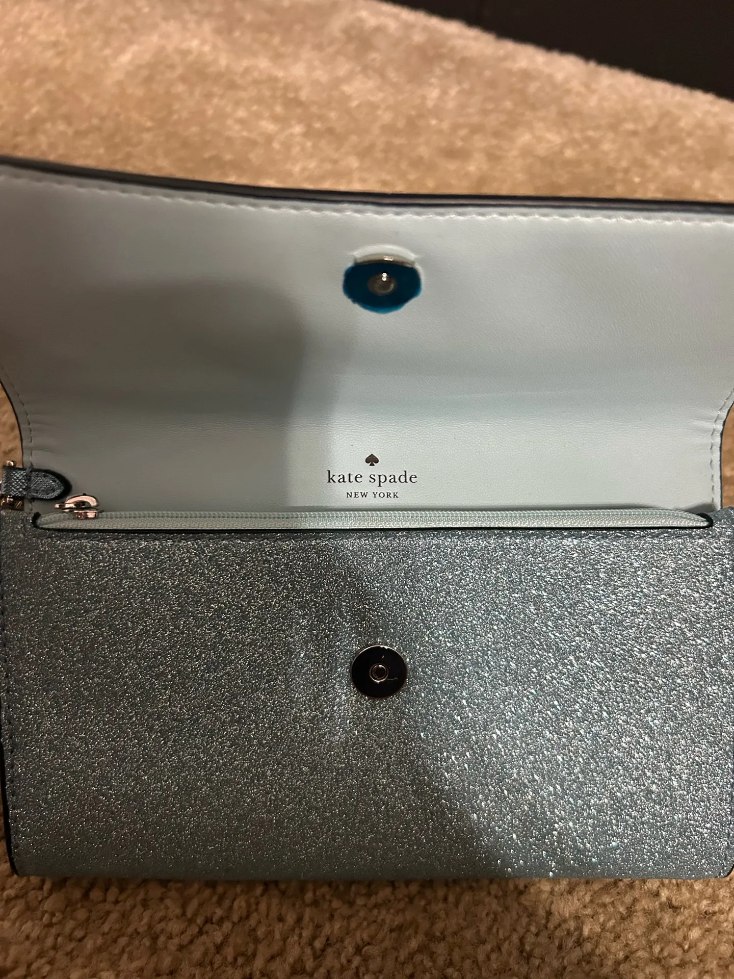 Kate Spade  Blue Glitter Wristlet Wallet - Image 3