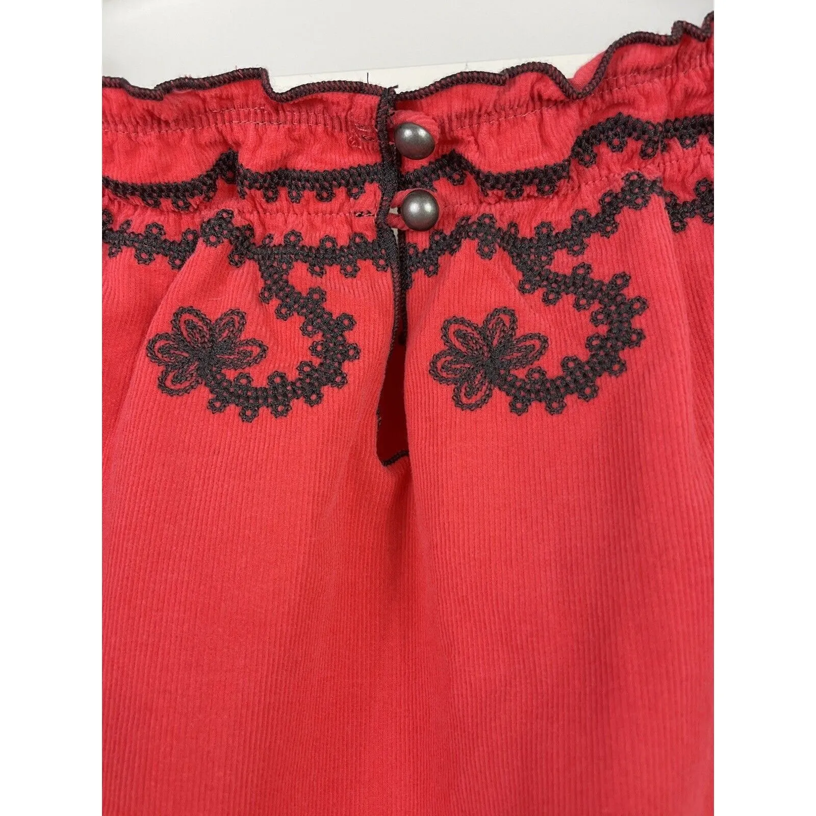 IVY JANE Orange Boho Tunic Embroidered Off Shoulder Mini Dress Women's Size XS - Image 4