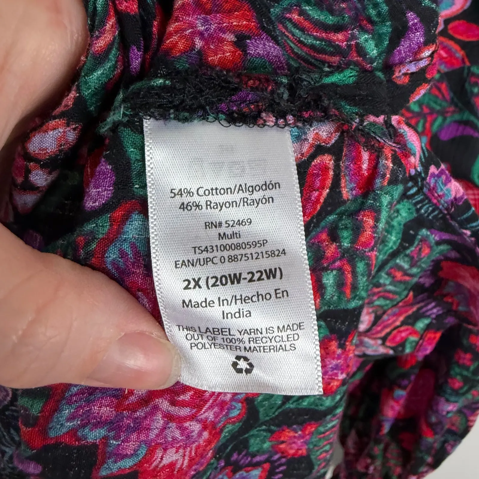 Terra & Sky Womens Floral Blouse Size 2X Boho Chic Peasant Long Sleeve Spring - Image 6