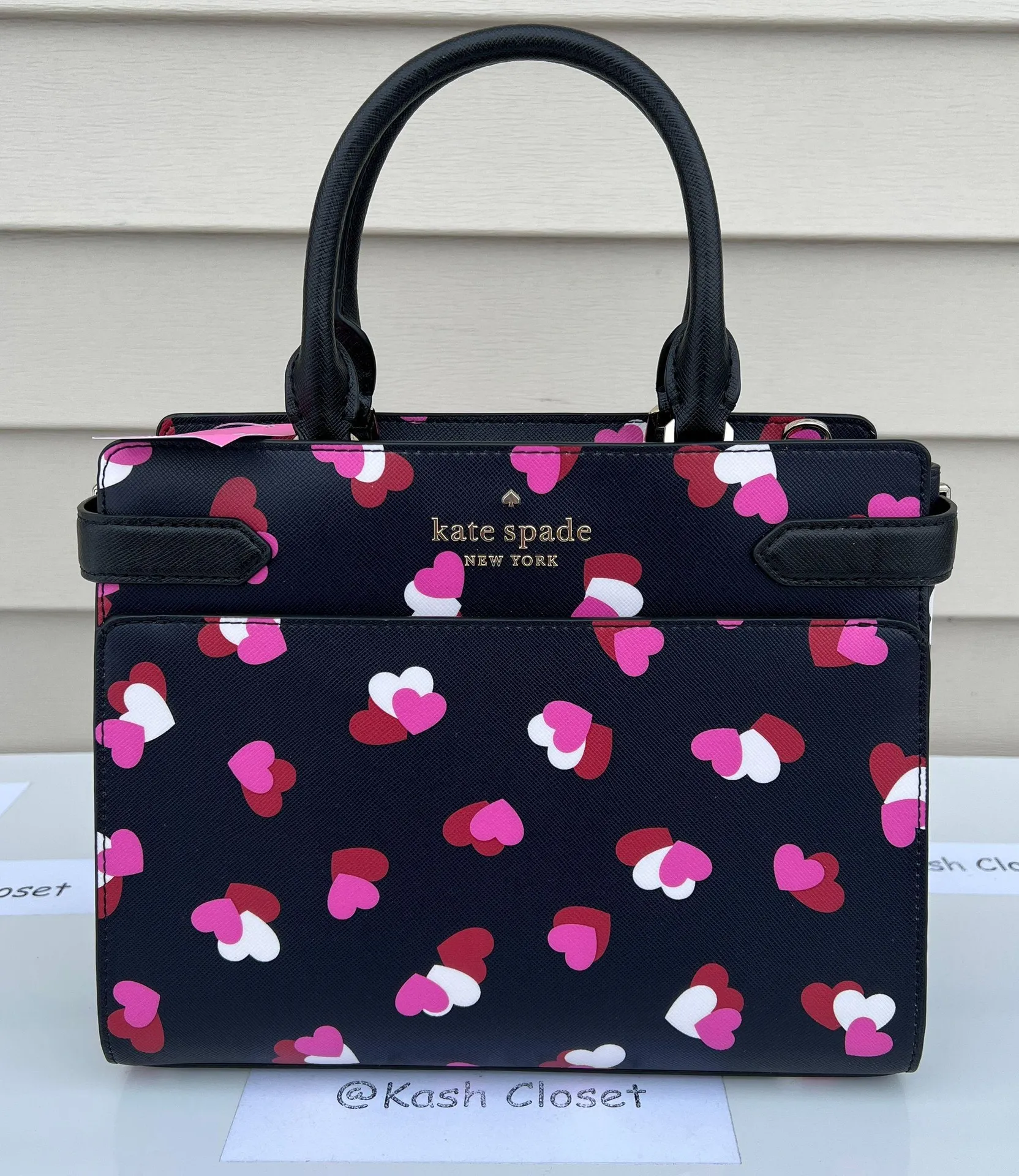 staci heart print medium satchel - Image 2