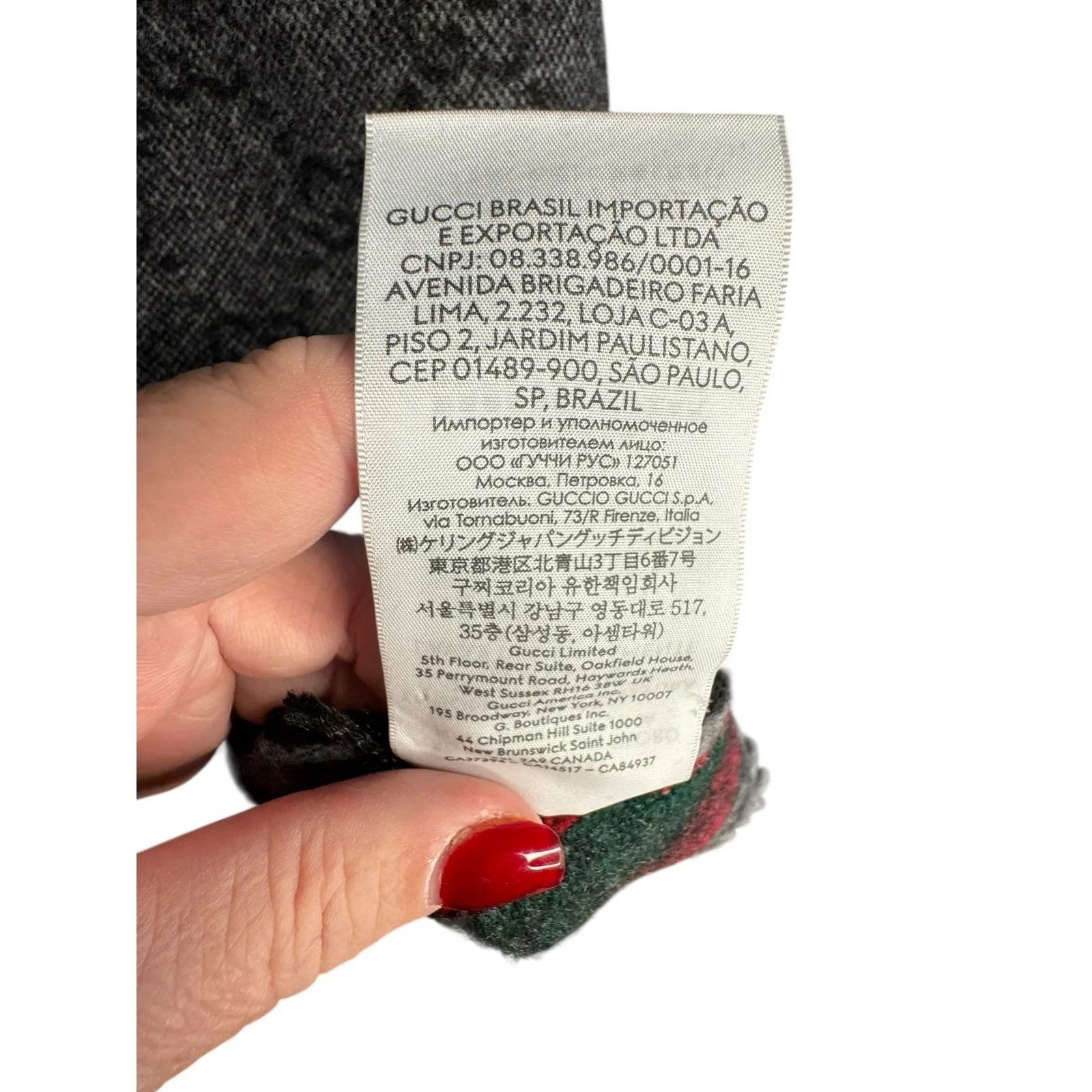 Gucci NWT Nikky Wool GG Monogram Web Stripe Scarf in Grey - Image 10