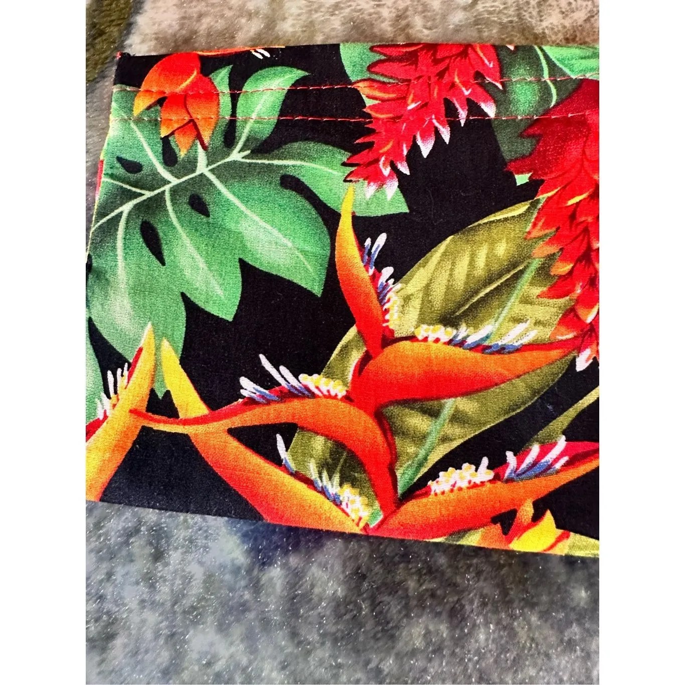Tropical Palm Floral Hawaii Made Makeup Jewelry Pouch Wristlet Red - Image 4