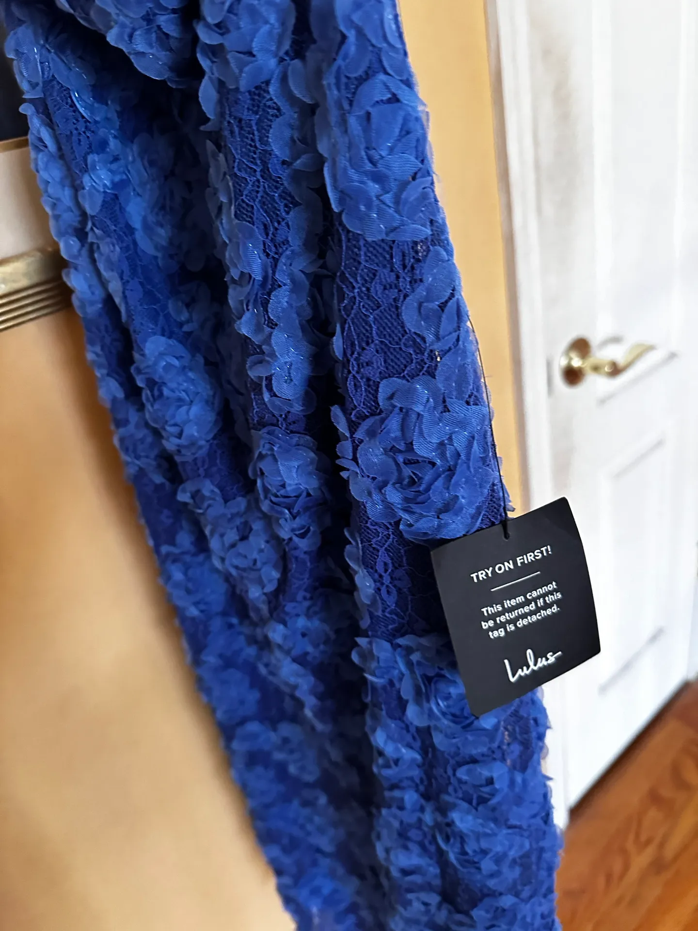 Blue Floral Strapless Midi Dress - Image 5