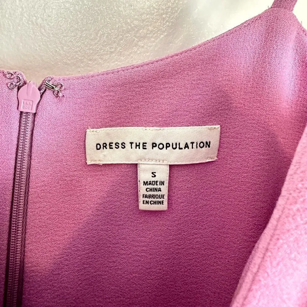 DRESS THE POPULATION Rory Midi Dress in Lavender Size Small - Image 7