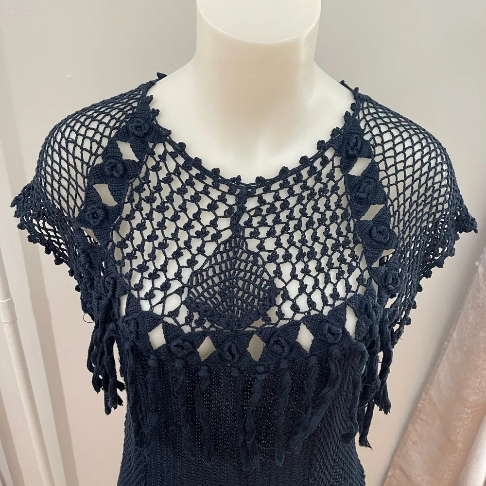 Ulla Johnson Fringe Crochet Top szS - Image 4