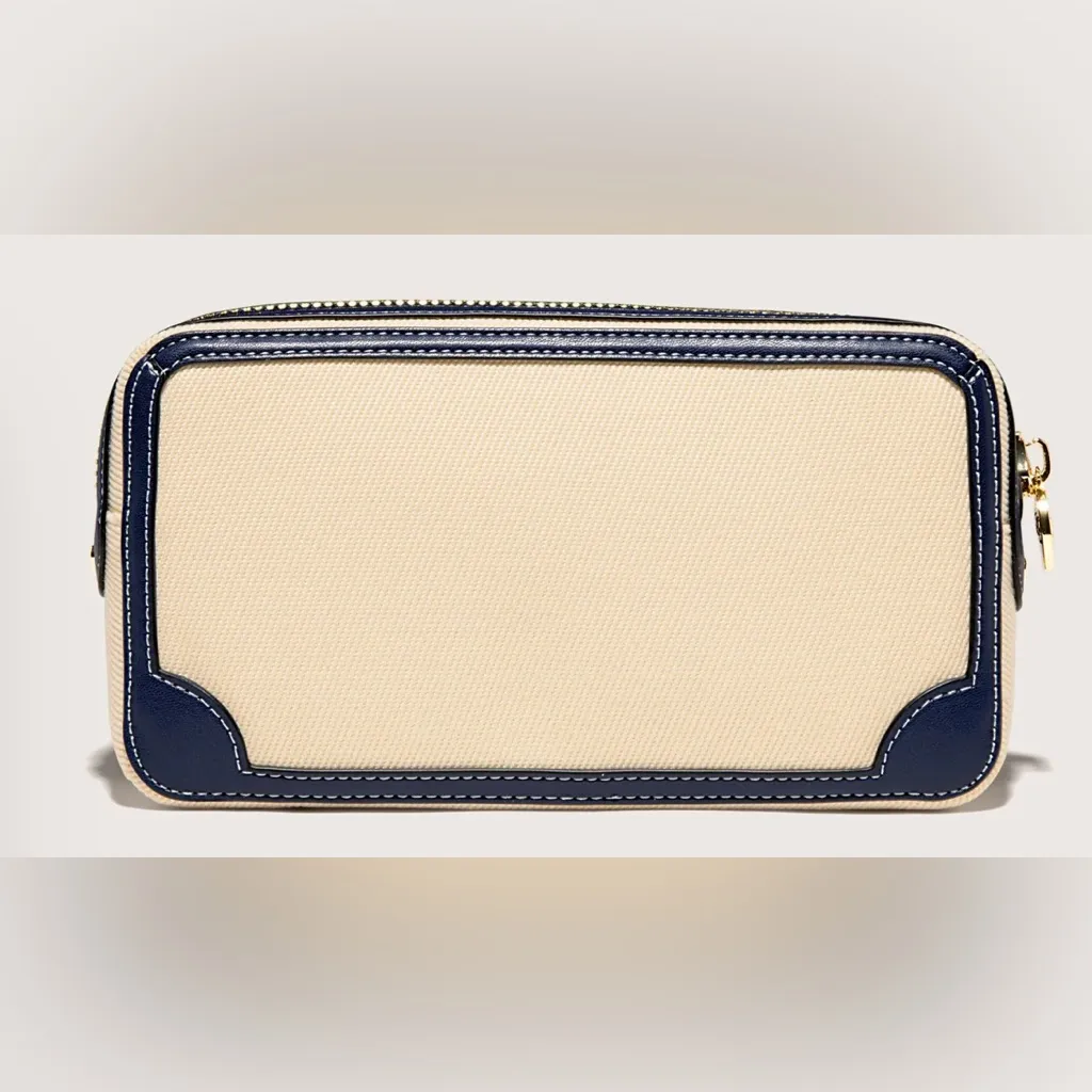 NWT STONEY CLOVER LANE Small Pouch in Sapphire & Natural Heart Stripes - Image 9