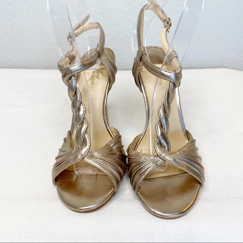IVANKA TRUMP Ithilly Gold 4 Inch Heel Strappy Sandal Size 7 Womens - Image 6