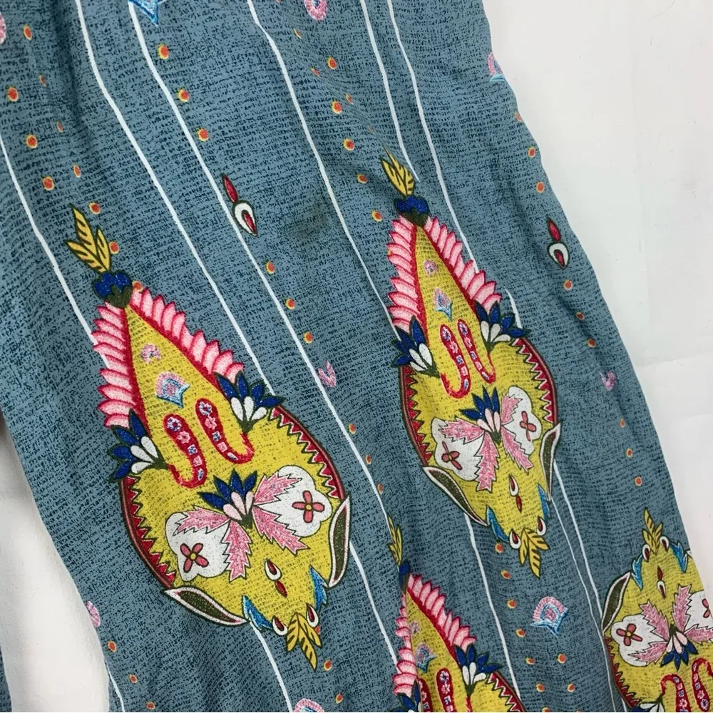 Jaase women's small blue jumpsuit wide leg romper one-piece boho crop fit vaca c - Image 9