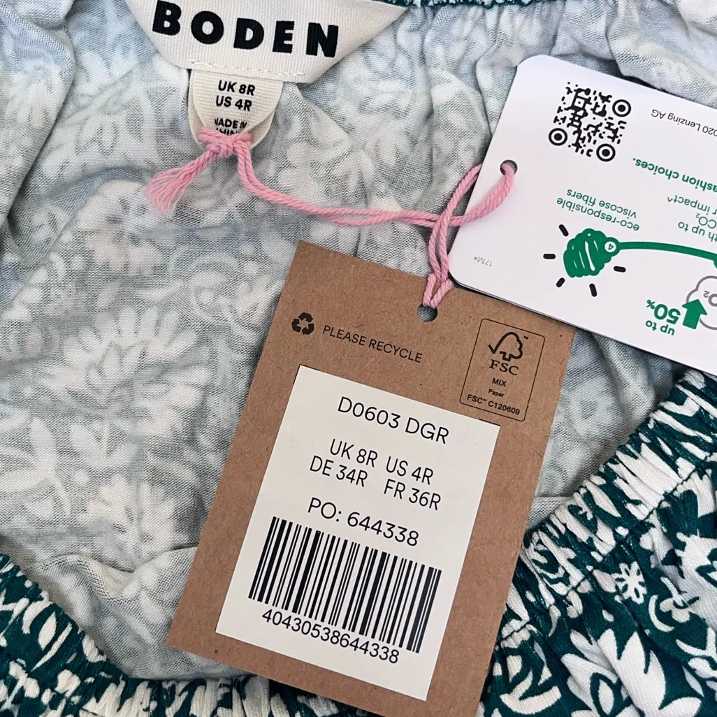 NWT Boden‎ Scoop Tiered Jersey Mini Dress Bottle Green Bloom Cascade Size US 4 - Image 6