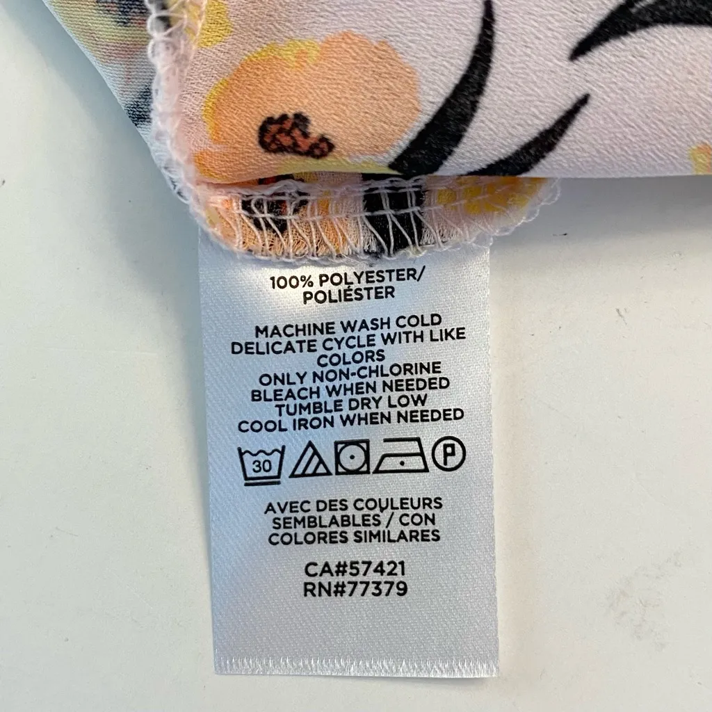 NWT Ann Taylor Floral Blouse Top Short Flutter Sleeve Pink Yellow New Size Small - Image 9