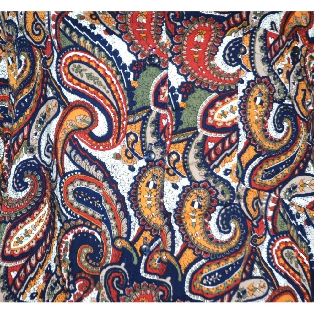 Kikomo Women's Brown Button Up Blouse Size 24W Long Sleeve Pocket Paisleys Shoul - Image 3