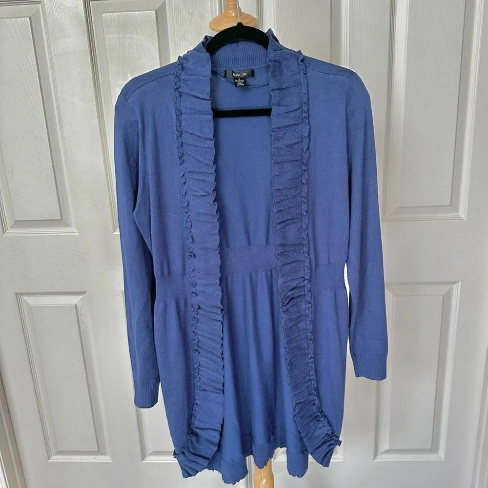 Style & Co blue gathered long cardigan - Image 2