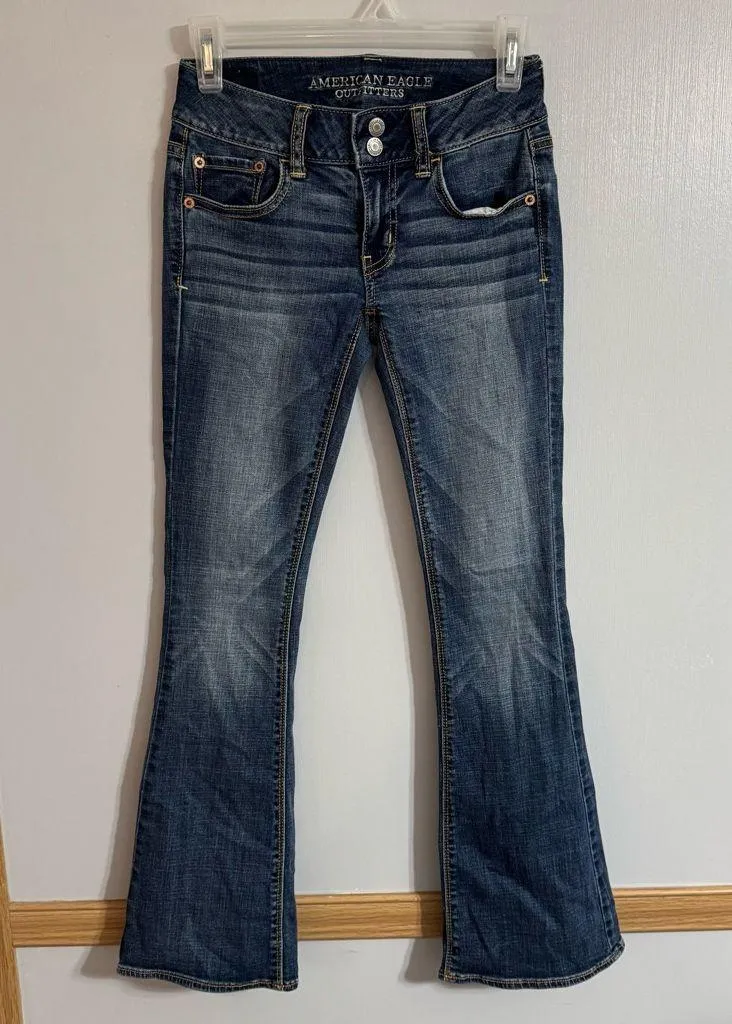 American Eagle Outfitters Artist Super Stretch Dark Blue Flare Jeans Size 00 - Image 10
