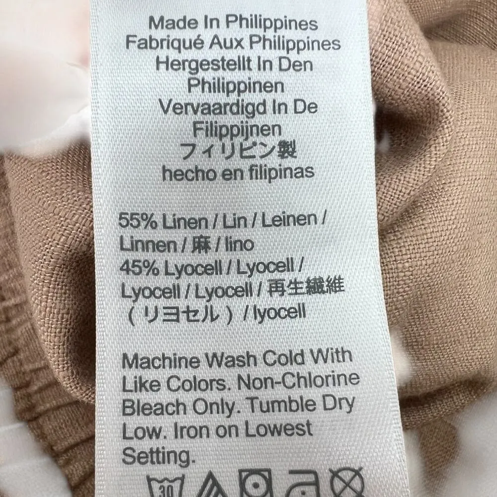 J CREW | ST | Seaside Linen Blend Elastic Tie-Waist Pull-On Pant in Desert Tan - Image 9