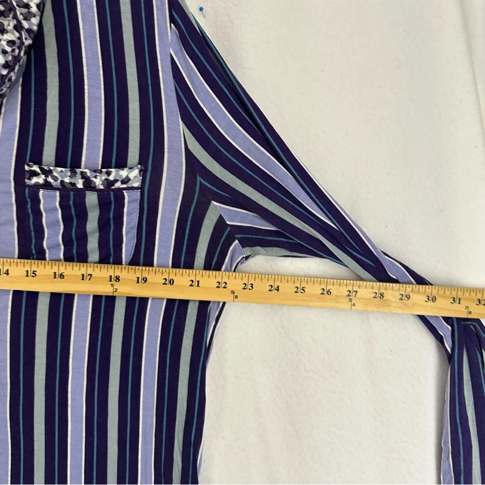 Jaclyn Smith Long Sleeve Button Pajama Shirt Stripe Womens Large Blue - Image 6