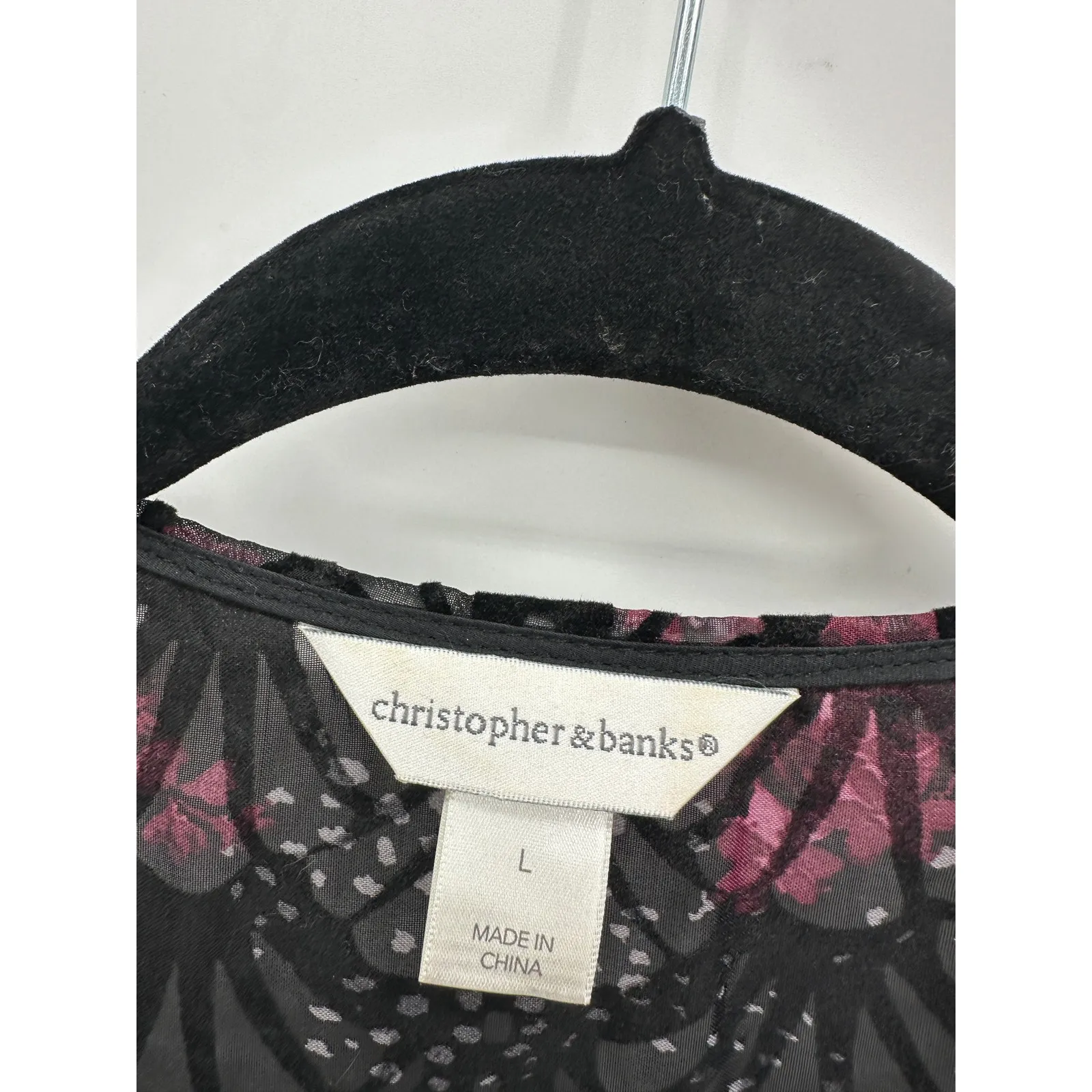 Christopher & Bank Women Black Floral Velvet Burnout Cardigan Size L Half Sleeve - Image 6