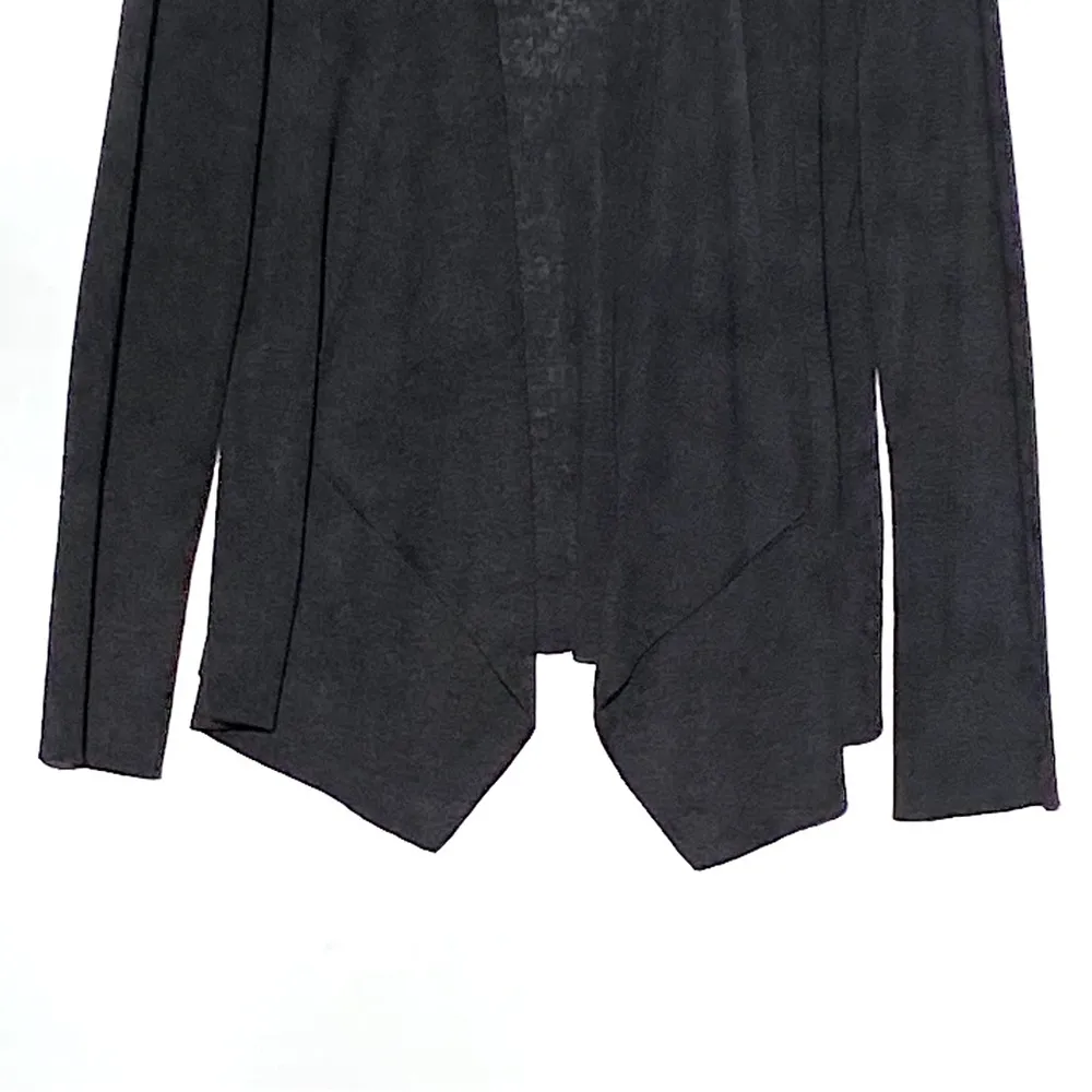 EILEEN FISHER Women’s Organic Linen Black Drape Open Front Cardigan size large - Image 3
