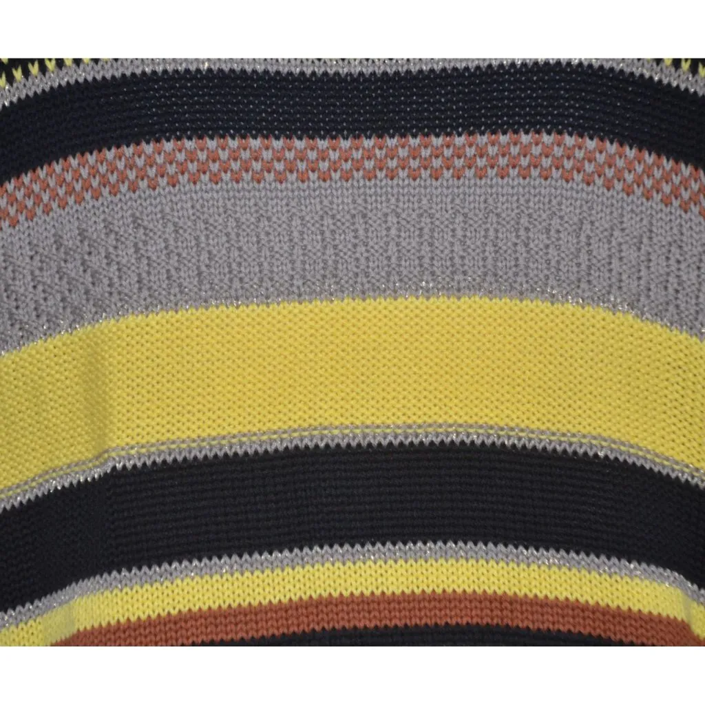 Together Ladies Open Yellow Black Cardigan Sweater Size 10 Striped Granny Core - Image 7